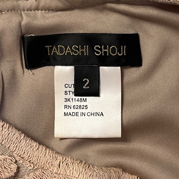 Tadashi Shoji Cream/Tan Peplum Dress size 2 - Picture 4 of 5